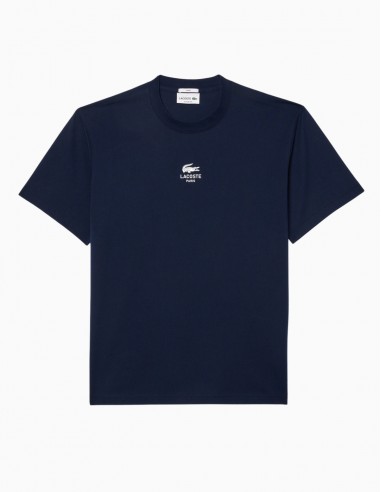 CAMISETA LACOSTE DE ALGODÓN ESTAMPADO CENTRAL NAVY