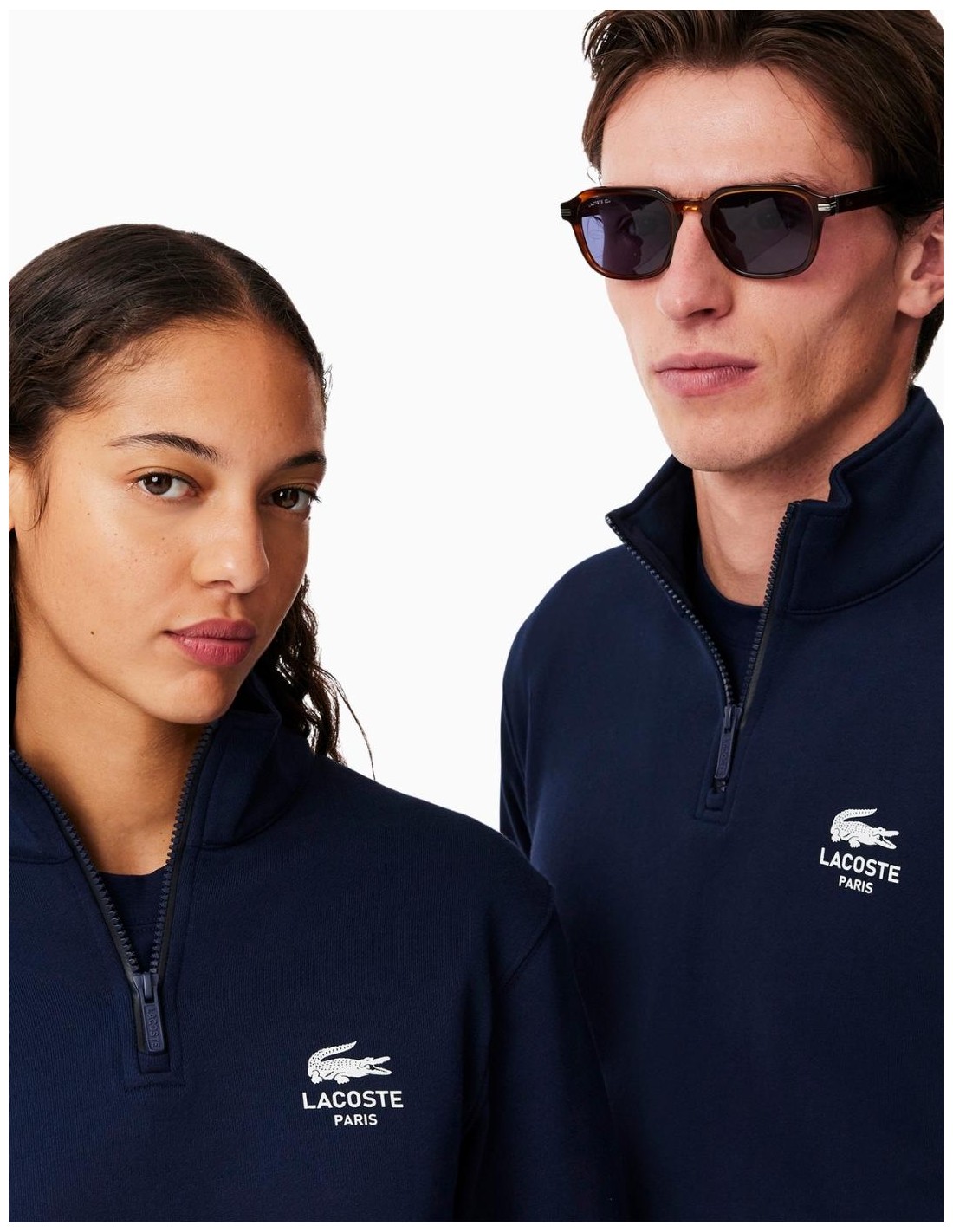 SUDADERA LACOSTE CUELLO CREMALLERA ESTAMPADA NAVY